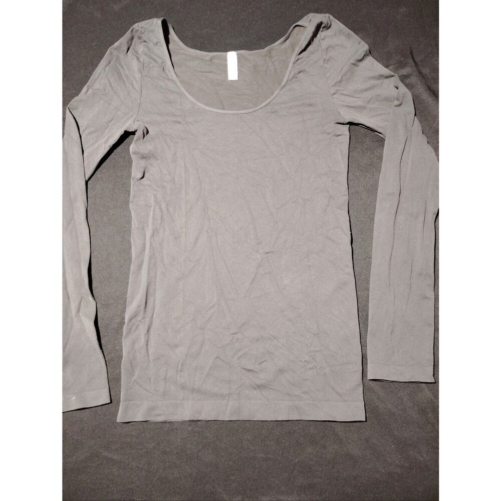 Nikibiki Sexy Scoop Neck Bodycon Long Sleeve Tee - Charcoal Gray